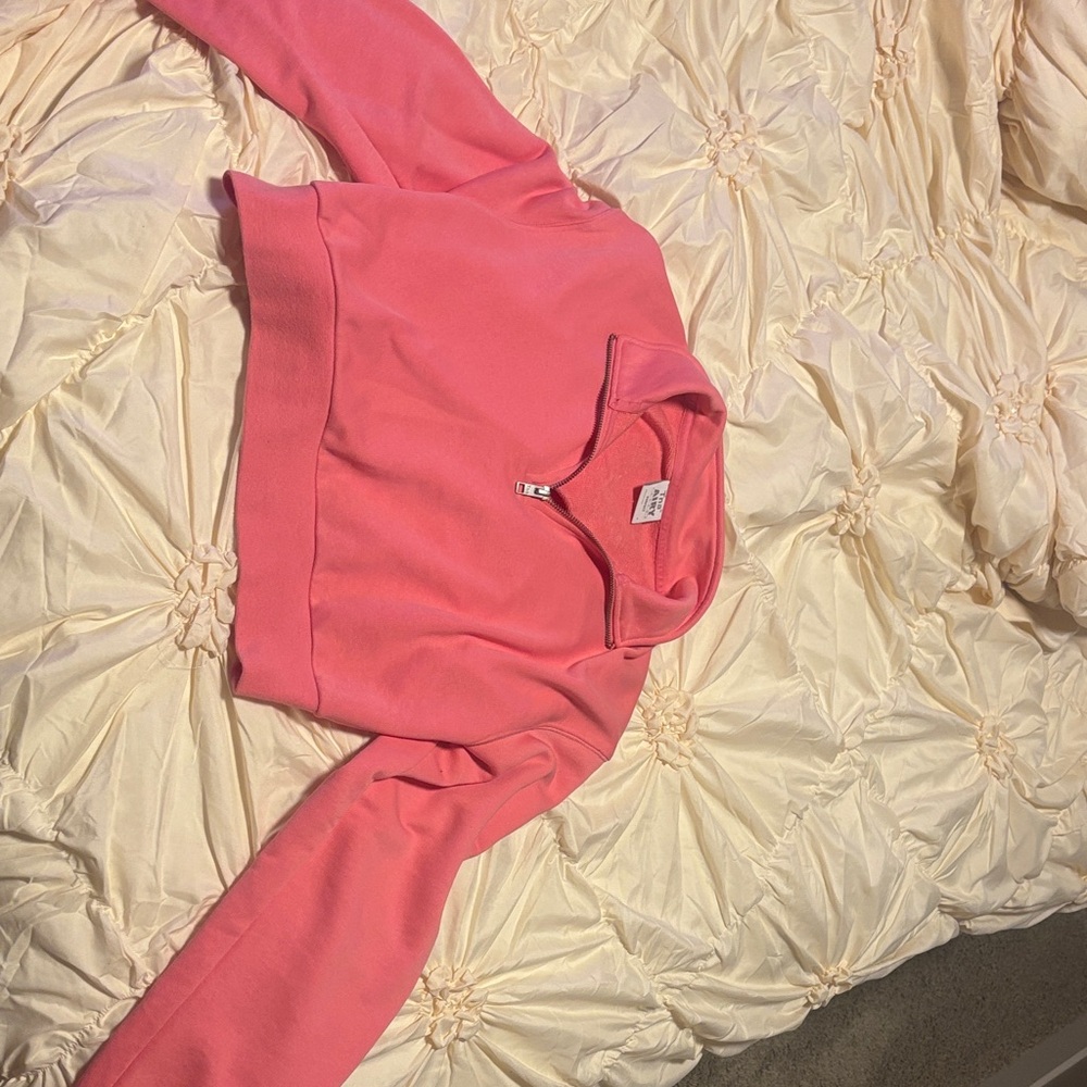 TNA Vibrant Pink Zip-Up Cropped Sweatshirt